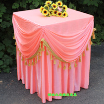 New wedding champagne tower candlestick tablecloth Chinese wedding reception area stage layout Square tablecloth round table cloth layout