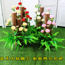 Lawn wedding decoration Road lead forest wedding props Wooden stake road lead forest wedding props decoration