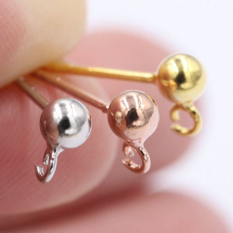 s925 Pure Silver Ear Needle Accessories Ball Pearl Opening Ring Earrings Semi-finished accessories Bean Ears Pendant Cirque Void