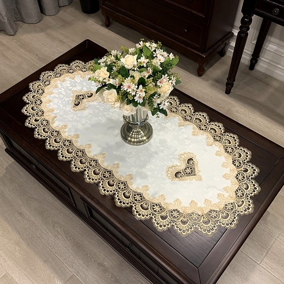 茶几桌布椭圆形北欧茶几垫美式新中式圆桌布艺蕾丝桌垫书桌餐桌布