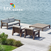 Outdoor Teak sofa Ins sofa Sofa Terrace Deck Chair Creative Sunscreen Waterproof Nordic Solid Wood Sofa Chair