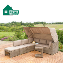 Outdoor Sofa Terrace Imitation Vine Sofa With Fluffy Bunk Bed Casual Patio Hotel Rattan sofa Balcony Tea Table Combinations
