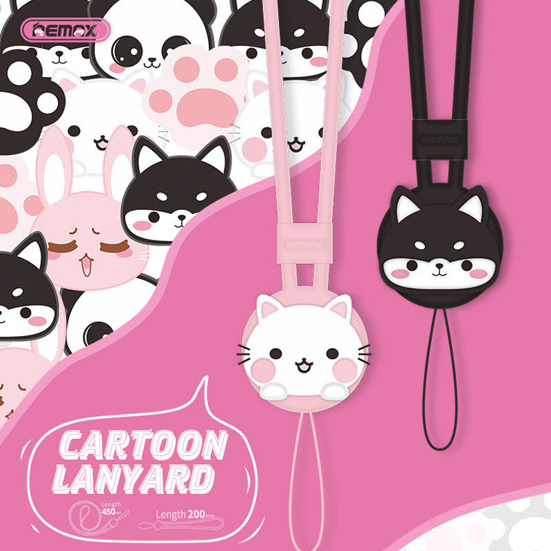 REMAX cute pet mobile phone pendant rope hanging neck rope mobile phone chain cute children's key work permit cigarette Rod lanyard liquid silicone cartoon couple disassembly ring buckle long and short anti-loss device tidal ride