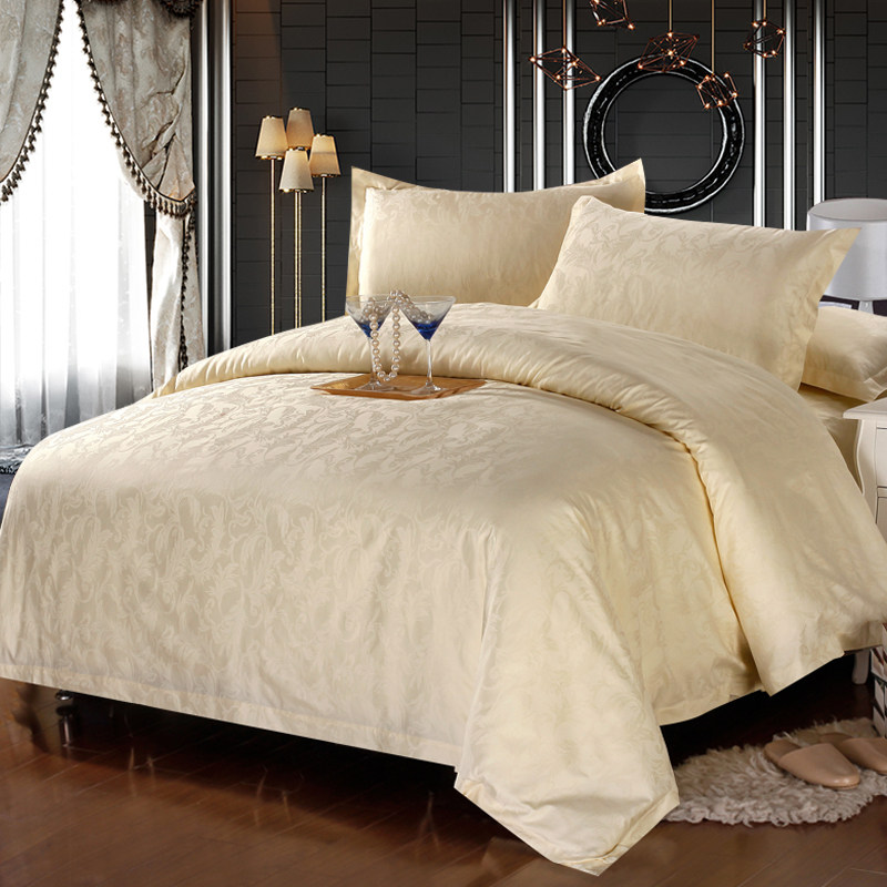 Cotton four-piece set of 60 jacquard hotel bedding wholesale three-piece cotton bed sheet quilt cover simple