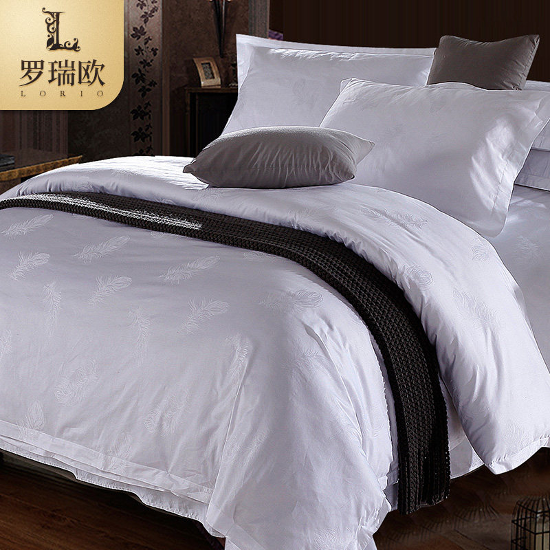 Hotel three 4 four-piece cotton hotel bedding 60 jacquard feather quilt cover sheet set home textile