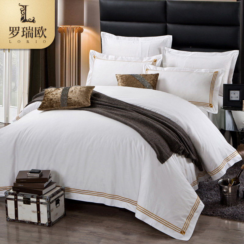 Hotel Four pieces of full cotton 60 Brief approb. pure cotton Three sets white sheet Quilt Cover Guesthouse Bed Bedding Wholesale-Taobao