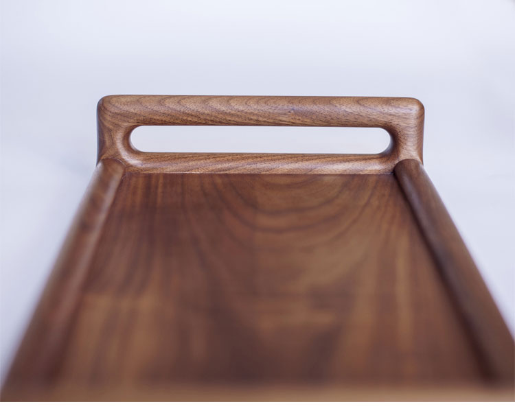 [Wangs woodwork] khay hai bên quả óc chó đen Bắc Mỹ Tấm trà trái cây tấm ăn sáng khay trà bàn trà tấm gỗ rắn đồ dùng nhà bếp bằng gỗ