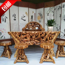Solid wood root carving tea table natural tea table overall Gongfu tea Several fragrant fields Changmu Garden Zhangmu Leisure Table Practical table for home