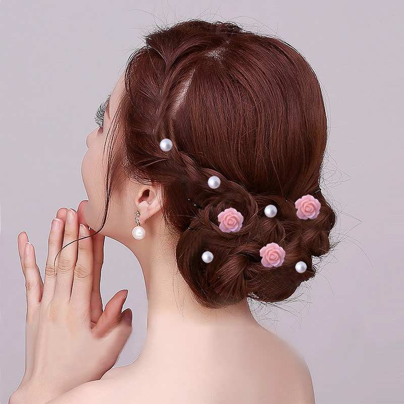 Hoa mẫu đơn cô dâu tóc bện tóc kiểu tóc phụ kiện pin pin thời trang bóng đầu bện phụ kiện mũ nón kẹp càng cua 5 răng