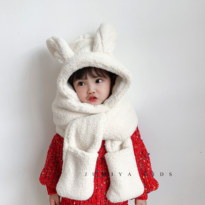 Children's Hat Scarf Glovely Three Pieces in Winter New Boys and Girls Cute Pieces with Cute Hat Thick Scarf