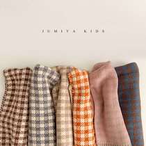New ins Korean children scarf plaid casual 100 lap Inn men and women 100 hitch baby knit warm surround neck