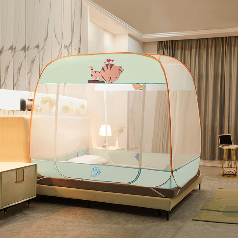 Mini house Home free of mounting card Ventilation Mongolia bag mosquito nets without bracket anti-fall children 1 5m thickened mosquito net