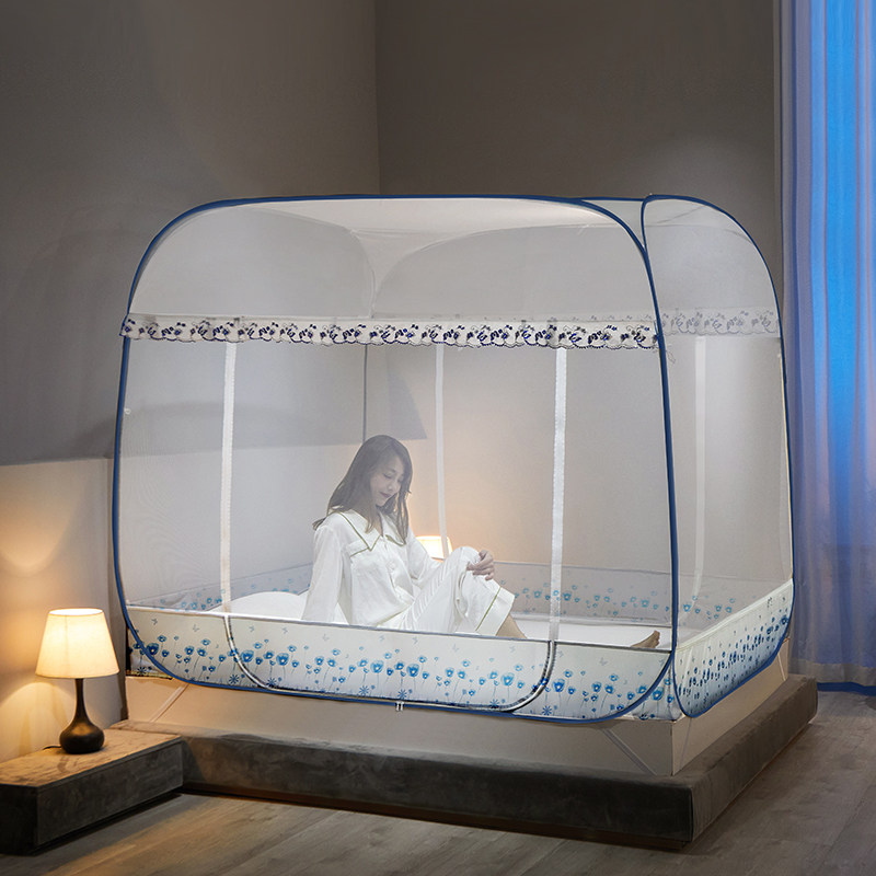 Mini house no installation yurt mosquito net without bracket three open door zipper 1 5 m 18 m bed double household