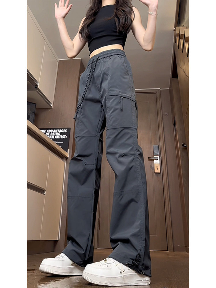 Autumn and Winter Fleece-Lined Mountain-Style Outdoor Pants for Women, Loose Fit, Slimming, Waterproof, Windproof, Casual Hiking and Trekking Cargo Pants, Trendy