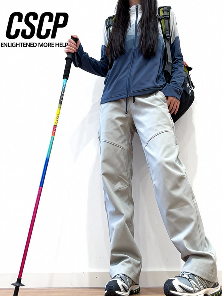 Autumn and Winter Outdoor Three-Dimensional Cut Functional Windproof Waterproof Softshell Quick-Dry Hiking Pants for Men and Women, Loose Cargo Pants, Casual Pants