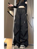 Spring and Autumn Cargo Pants, American-Style Functional Wide-Leg Pants for Women, Mid-High Waist, Loose, Slimming, Workwear Pants, Outdoor Casual Pants, Trendy