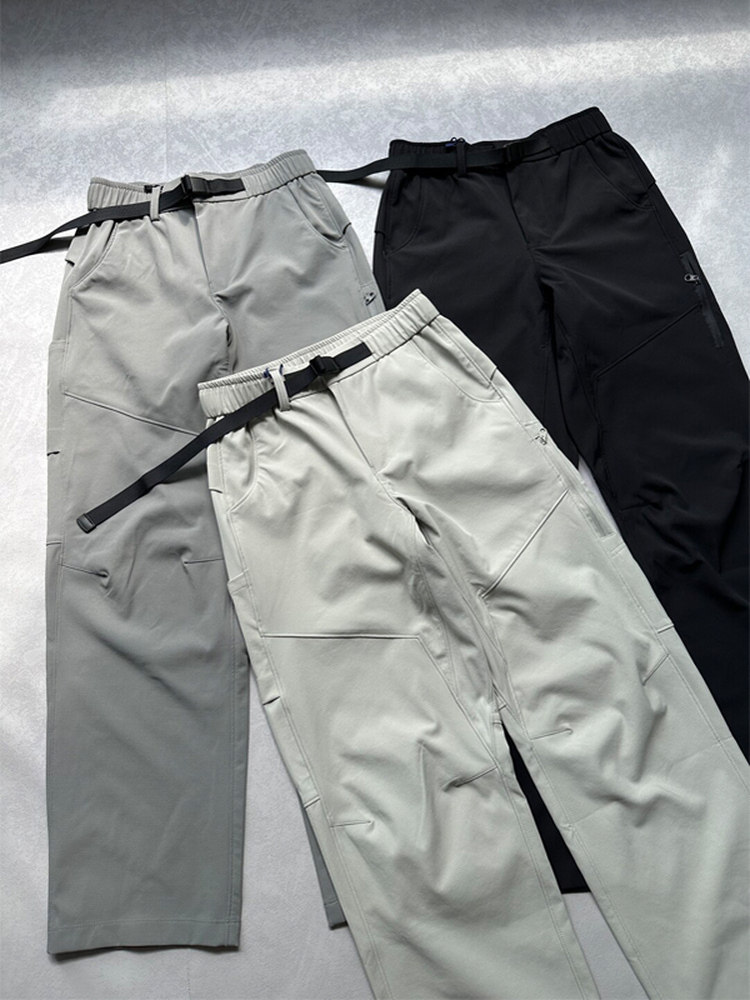 Autumn and Winter Outdoor Three-Dimensional Cut Functional Windproof Waterproof Softshell Quick-Dry Hiking Pants for Men and Women, Loose Cargo Pants, Casual Pants