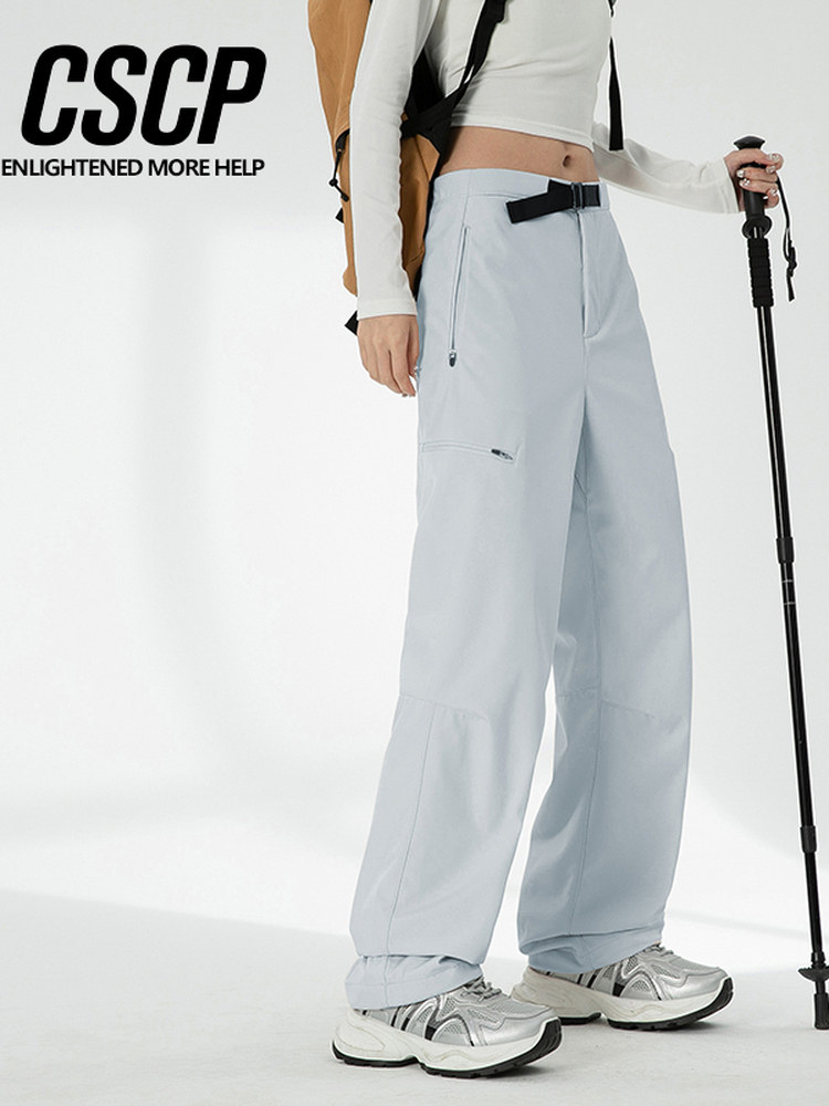 Mountain-Style Outdoor Cargo Pants, Hiking and Mountaineering Softshell Pants, Fleece-Lined, Windproof, Waterproof, Straight-Leg Pants for Petite Women