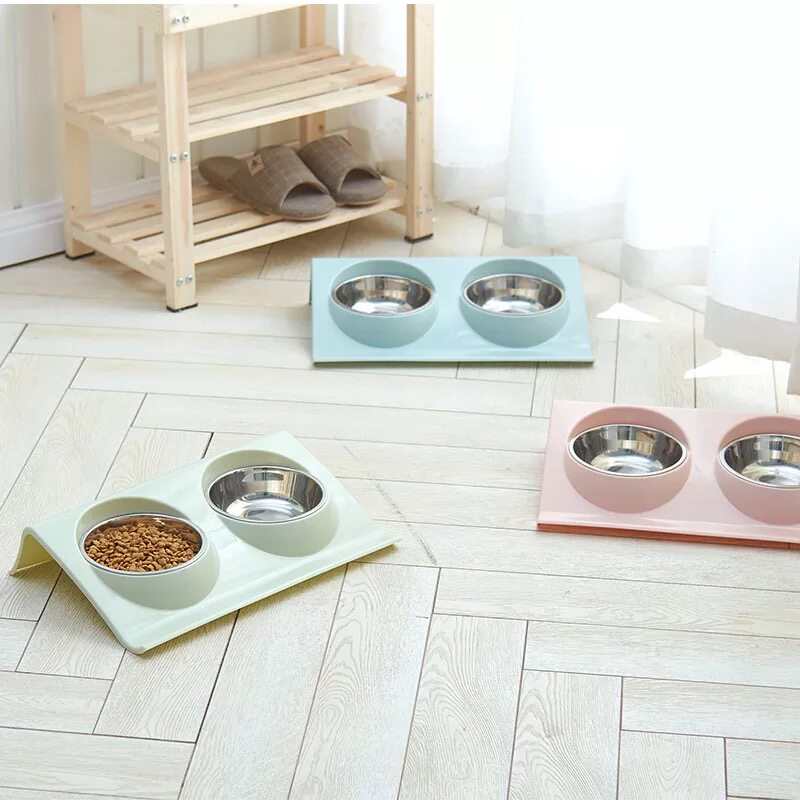 Stainless steel cat bowl Dog bowl Pet bowl Dog bowl Cat food bowl Pet bowl Cat bowl Double bowl Cat food bowl Rice bowl