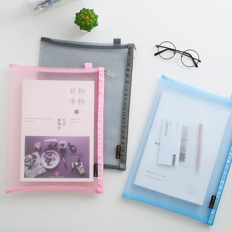 a4 file bag transparent zipper stationery storage bag student test special bag information bag wholesale office supplies learning bag a5 mesh pen bag a6 girl cute cash storage bag