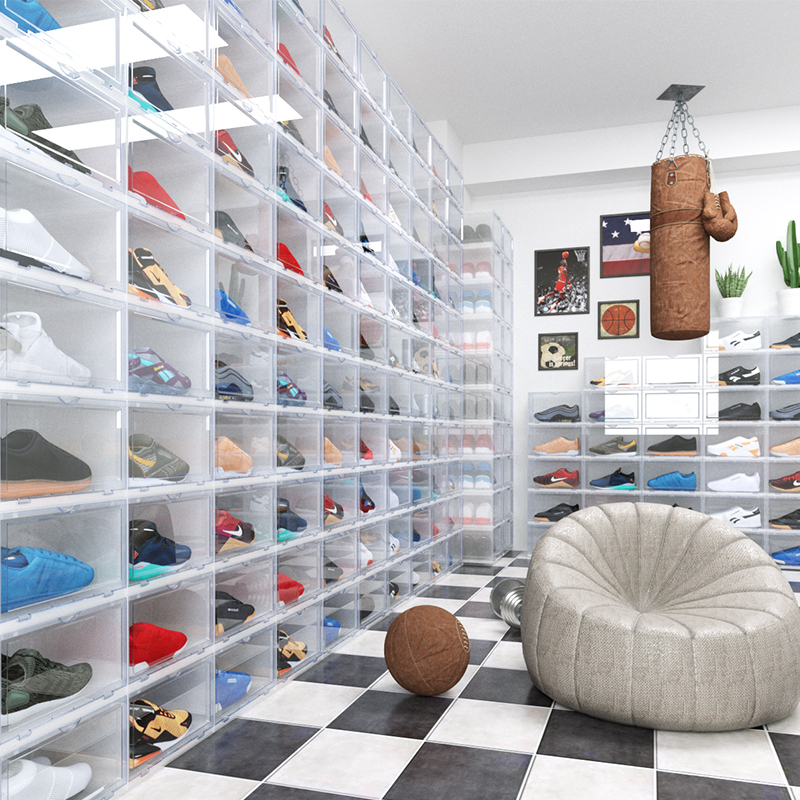 aj sneakers net red shoes box containing box transparent anti-oxidation 20 clothes display wall shoe cabinet acrylic containing deity