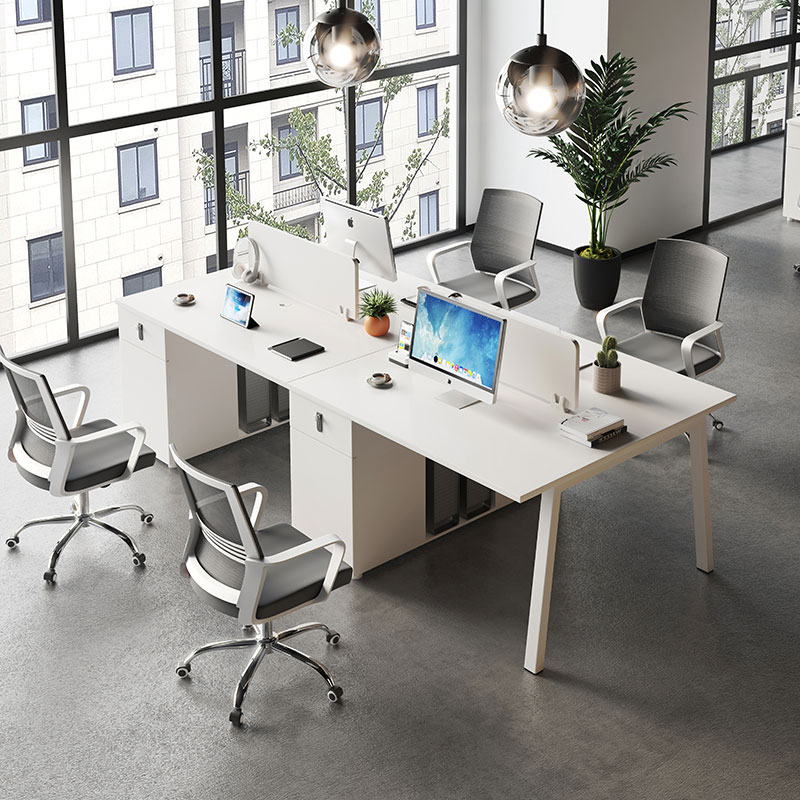 Staff Desk Brief Modern 2 4 6 People White Station Screen Partition Screens Office Table And Chairs Combination