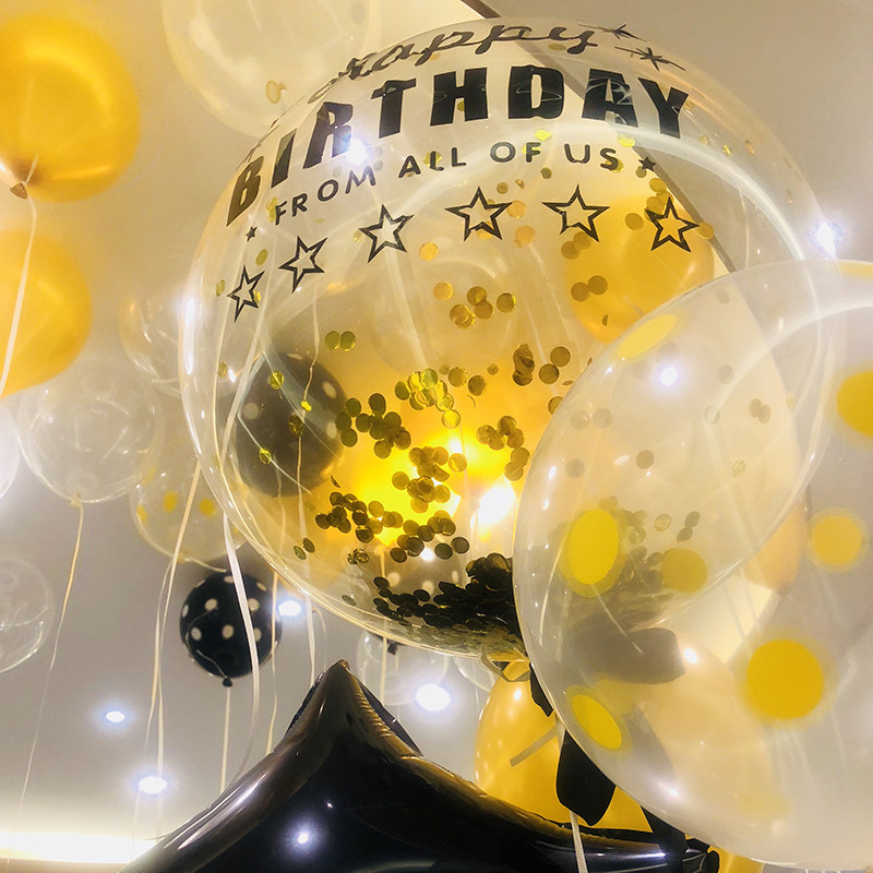 Net red transparent floating air balloon wave ball sticker filler accessories 18 inch wave ball happy birthday sticker