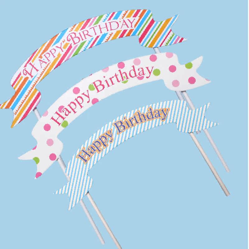 2019 Decorative Swing Accessories Cake Party Supplies Creativity Small flag happybirthday Birthday Card card