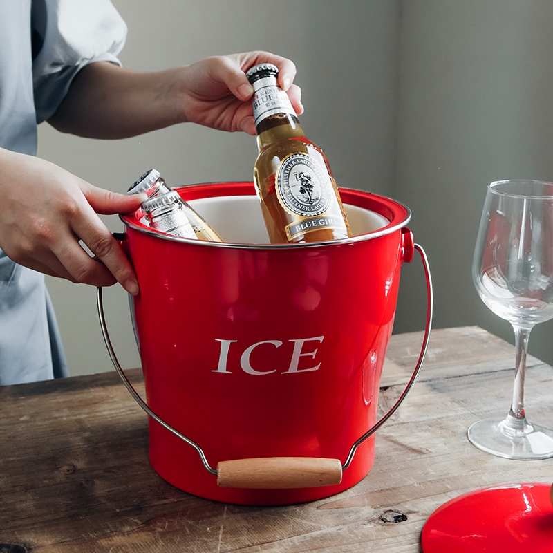 KL Nordic Ins Home Galvanized Iron Gathering Picnic Ice Cubes Town Barrel Iron Art Champagne Beer Red Wine Barrel Send Ice Shovel