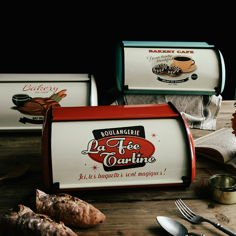 KL Nordic Ins Dining Room Furnishing Tabletop Snack bread containing box Galvanized Iron Leather Storage Deposit Box American Retro