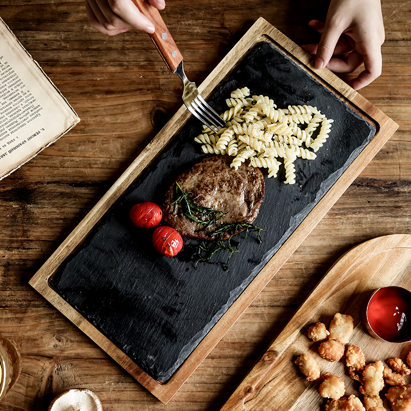 SE Nordic ins Western restaurant home rock acacia wood tray dim sum snack sushi steak Japanese style Japanese style