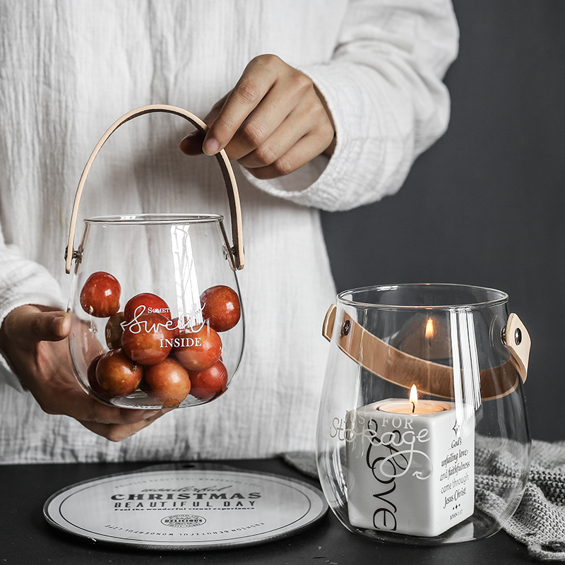 ZA Nordic Home Decoration Glass Collect Candlestick Fruit Snacks for PU Handling