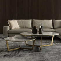 Nordic Marble Rockboard Tea Table Creative Composition Small Household Type Light Extravagant Minimalist Modern Home Living Room Round Tea Table