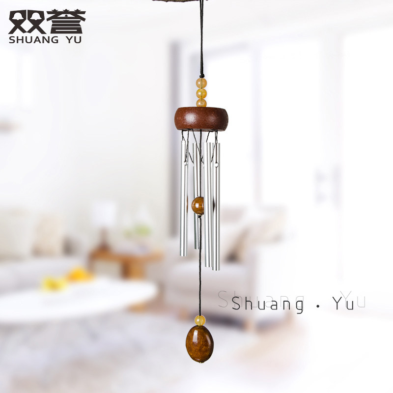 Shuangyu mini log Wind Spirit solid aluminum rod wind chimes metal car pendant decoration door hanging ornaments children's gifts