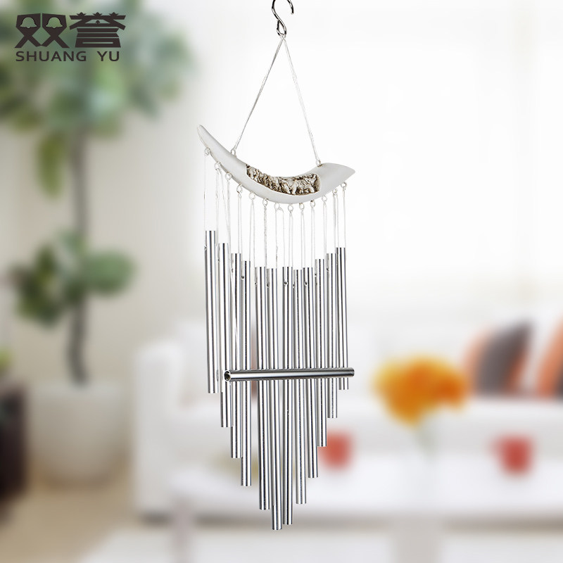 Double-reputable resin like tooth aluminum tube wind bell shop wall-mounted door card wind bell hanging decoration for people holiday gift decorations