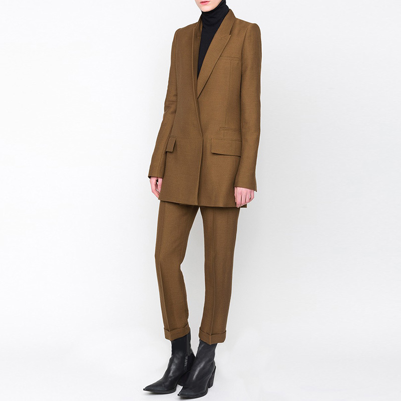 Europe and the United States 20 spring and autumn new mature and capable atmosphere brown suit jacket small feet nine-point pants suit women