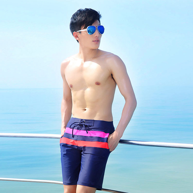 Three chic swimsuit men's swimming trunks men's flat corner 50% spa large size swimsuit pants suit lovers beach pants men's loose