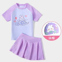 Сиреневый комплект, купальник, плавательная шапочка, 2 предмета