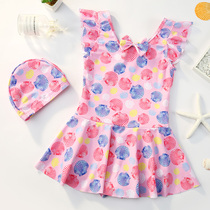 Childrens swimsuit girls summer 2021 new one-piece cute princess skirt sunscreen baby child outfit