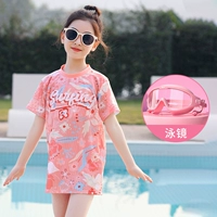 Комплект из двух предметов арбузно-розового цвета (купальник + очки для плавания в большой оправе)