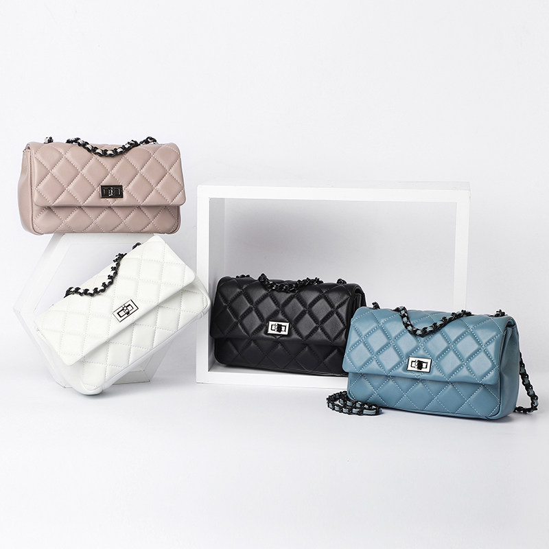 2020 whole sheepskin new rhombic chain bag women's small square bag one shoulder Messenger small bag