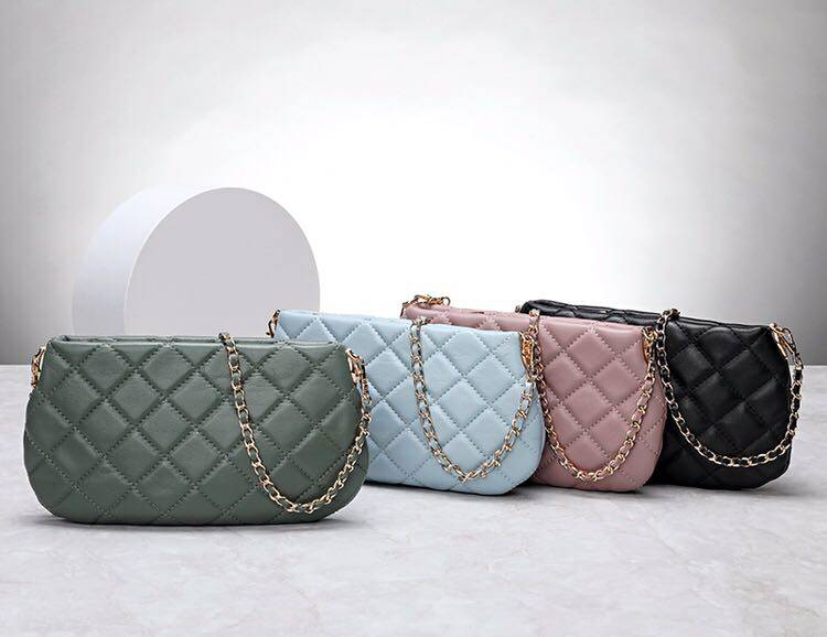 Whole sheepskin leather women's bag new fashion all-match rhombic chain bag clutch bag one shoulder Messenger small bag