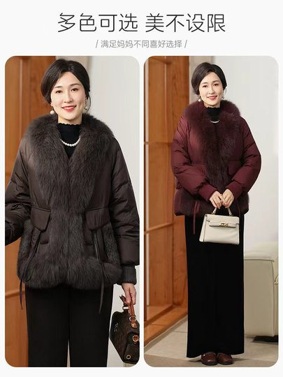 [ 24H Shipping]Jiangnan Story Mom 90 White Duck down Warm Fox Fur Winter Fur down Jacket