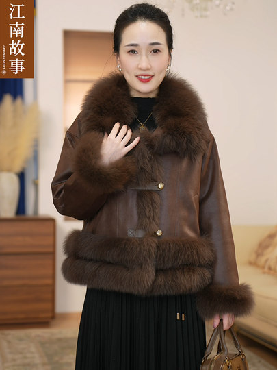 [Today's Release] Jiangnan Story Mother's Wear Fox Fur Warm and Stylish White Duck down Fur down Jacket