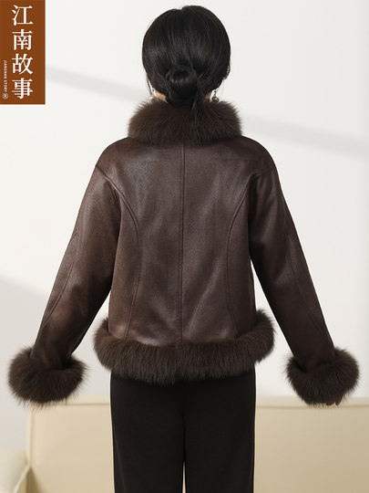 Jiangnan Story Mom's Herbst- und Winter-Fuchspelz-Daunenjacke, leichte, luxuriöse, warme und modische Jacke