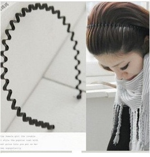 Classic hair accessories Korean style accessories Black spring spiral wave headband Iron headband Headwear