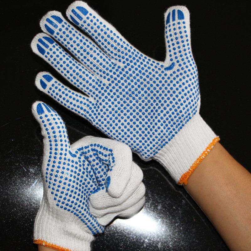 Point Plastic Gloves Dot Bead Point Glue Yarn Gloves Anti Slip Abrasion Resistant Labor Gloves Cotton Yarn Working Gloves