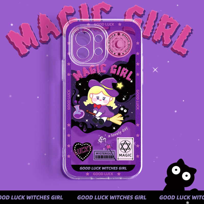 Cute Witch Xiaomi 11 Cell Phone Case New Xiaomi 11ulrta Transparent Soft Case 11pro Silicone Mi 10 Camera Full Bag Youth Edition Internet Red Ins Wind Shatter Resistant 9 Women's Fashion Brand Soft