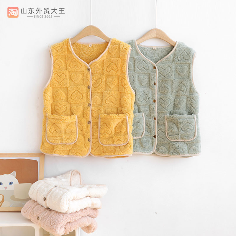 Autumn Winter Flannel Waistcoat Woman Warm Jacquard Coral Suede Plus Suede Thickened Blouse without sleeves Shoulder Home Vest-Taobao