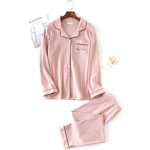 Японская пижама для влюбленных, хлопковый демисезонный трикотажный лонгслив, зимний комплект